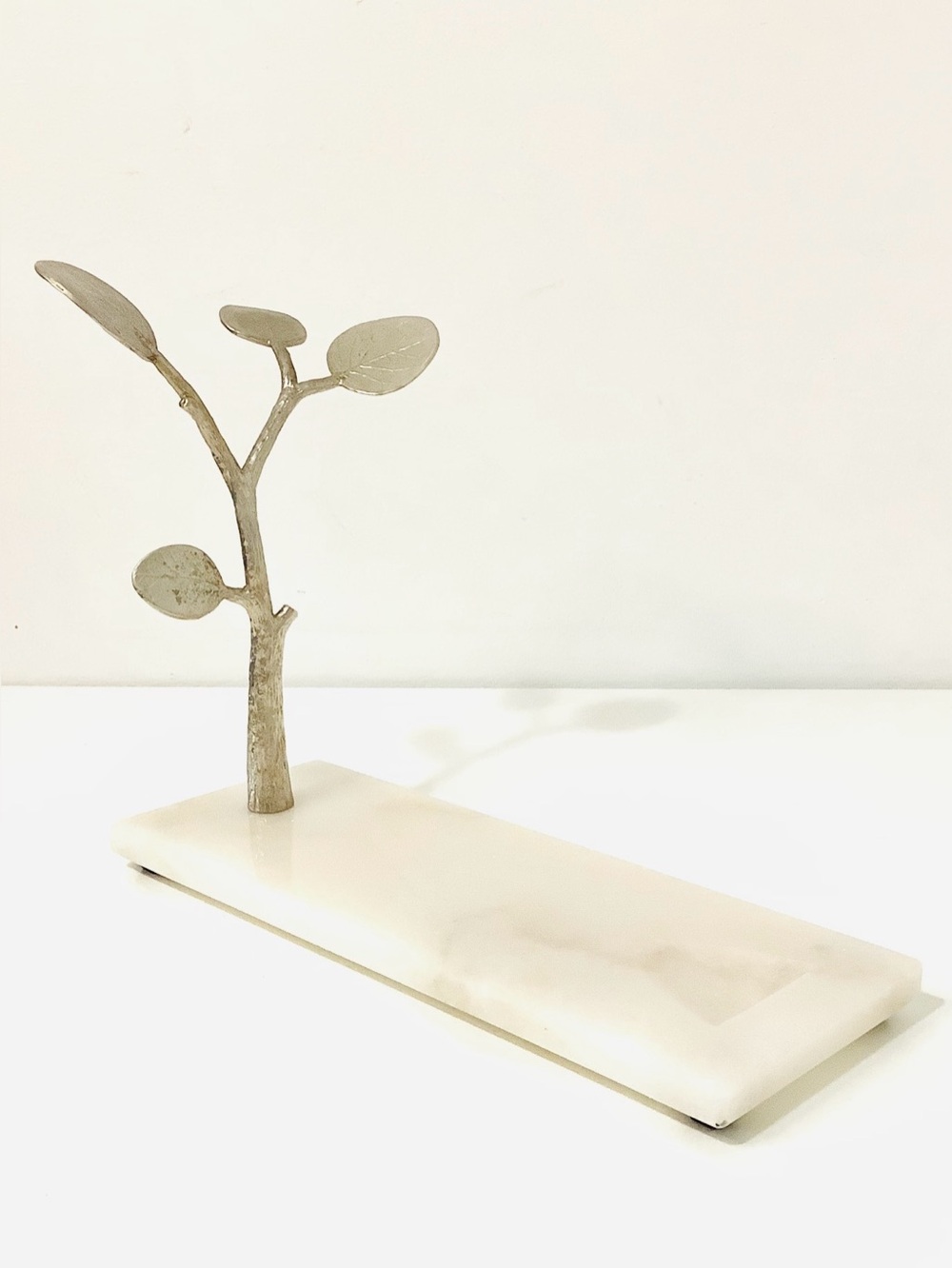 Michael Aram Retired HTF Silver Botanical Leaf Wine Rest Marble Base EUC